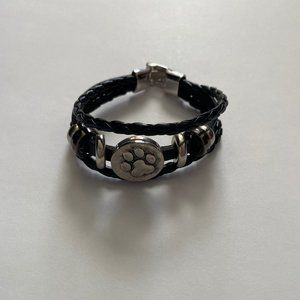 Womens Braided Black Leather Bracelet